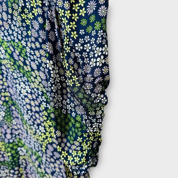 See by Chloe Floral Puff Sleeve Shift Mini Dress Blue Green Size 34 or XS‎ - Picture 11 of 16